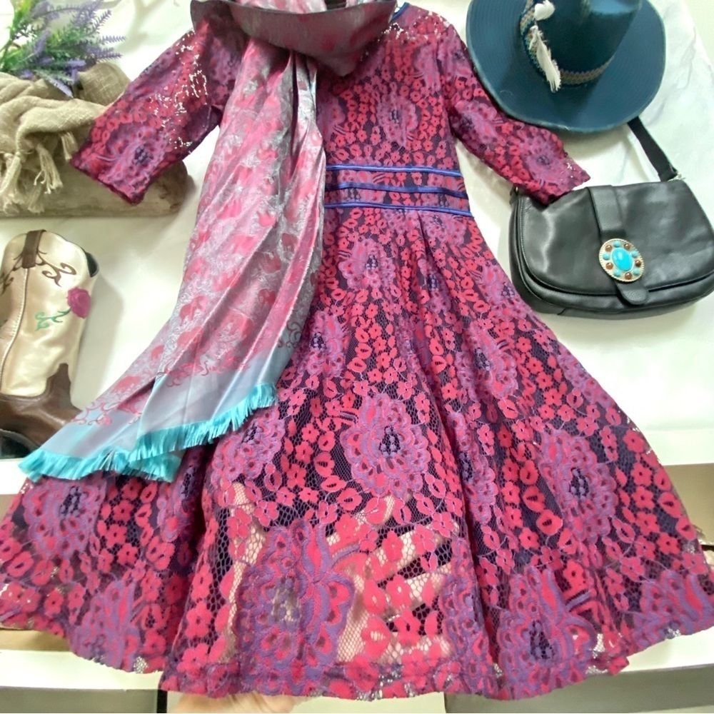 Dreamy purple/magenta boho LACE Miusol Pink  intricate boho dress